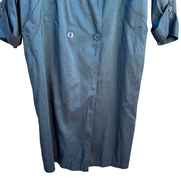 Forecaster Vintage 70s 80s Blue Trench Coat Oversized Long Insulated Belted Rain - Picture 12 of 12